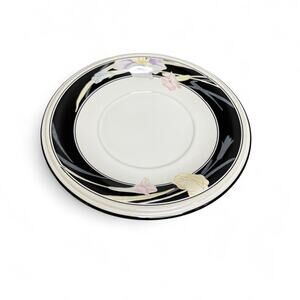 Home Beautiful Stoneware Evening Romance Saucer 7.5" Black Floral JF 132